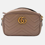 Marmont Camera Bag Taupe Matelassé Leather Mini