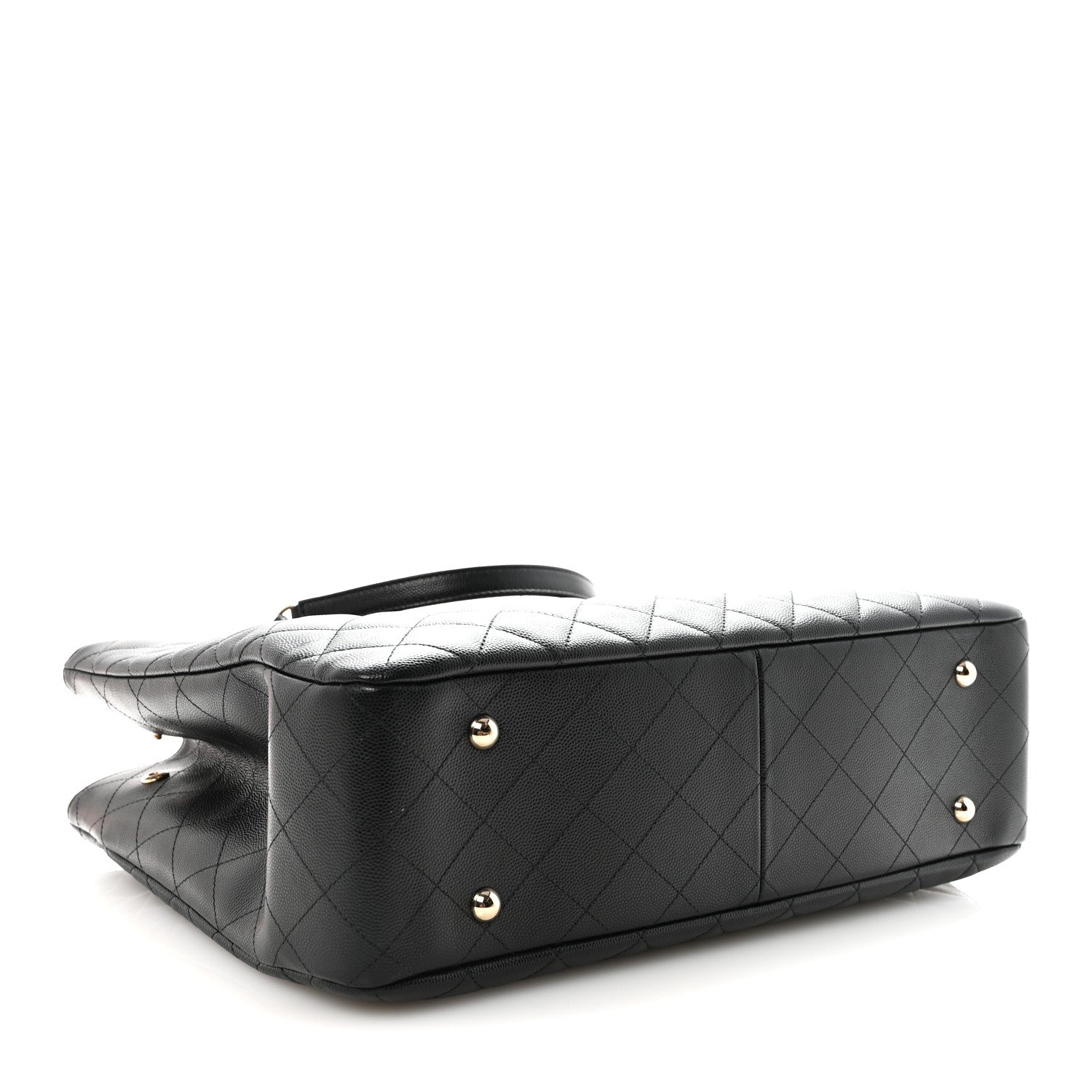 Caviar Quilted Large Shopping Tote Black