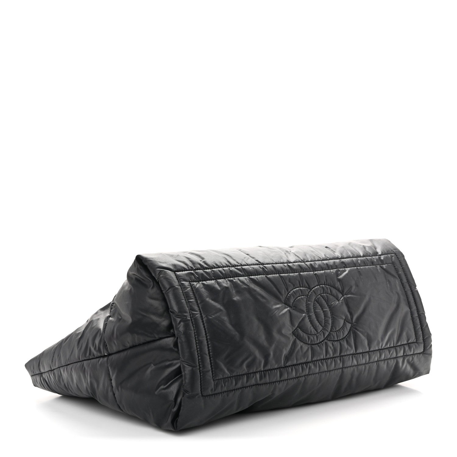 Lambskin Quilted Large Coco Cocoon Reversible Tote Black