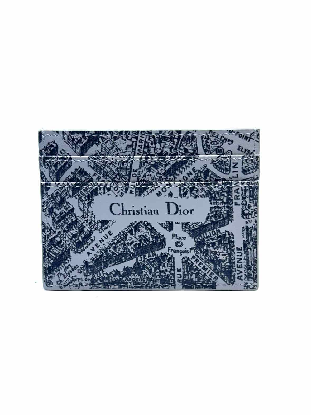 CHRISTIAN DIOR Black, grey Leather Map Card Holder