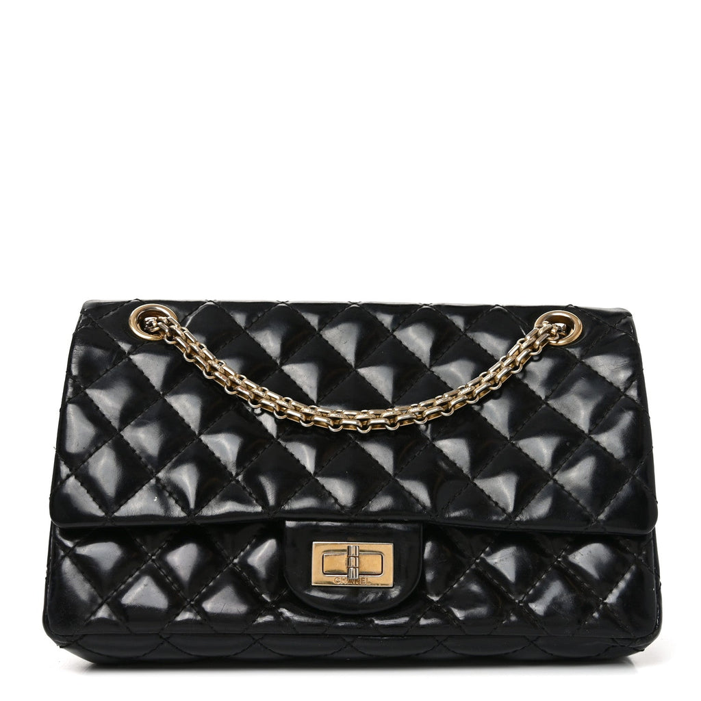 Patent Quilted Accordion Reissue 2.55 Flap Black