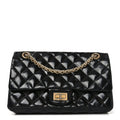 Patent Quilted Accordion Reissue 2.55 Flap Black