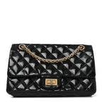 Patent Quilted Accordion Reissue 2.55 Flap Black