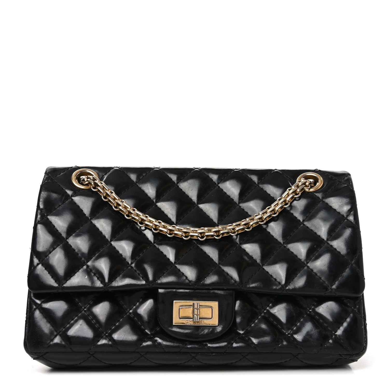 Patent Quilted Accordion Reissue 2.55 Flap Black