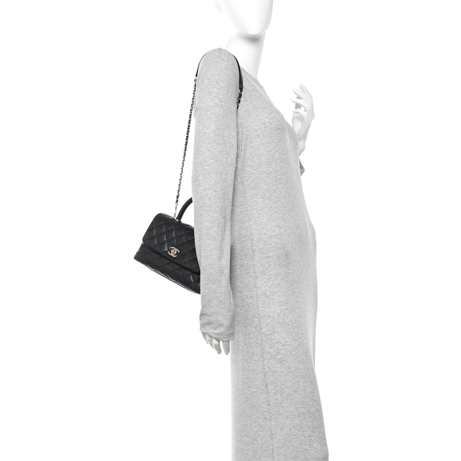 Caviar Quilted Mini Coco Handle Flap Black