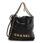 Shiny Calfskin Quilted Mini Chanel 22 Black
