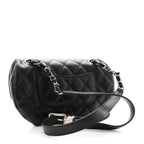 Calfskin Quilted CC Uniform Flap Belt Bag Black