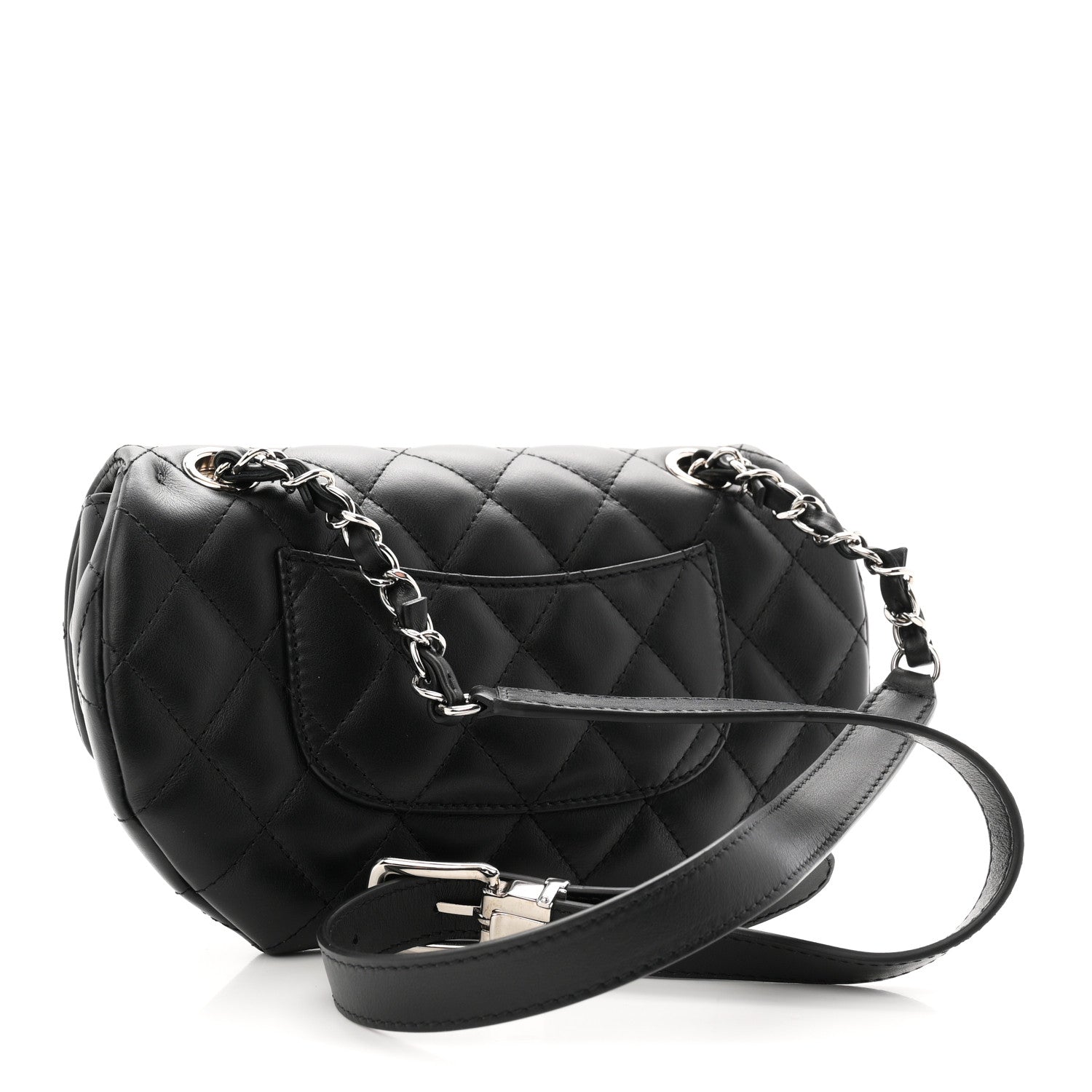 Calfskin Quilted CC Uniform Flap Belt Bag Black