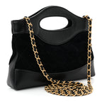 Suede Shiny Crumpled Calfskin Quilted Nano 31 Shopping Bag Black