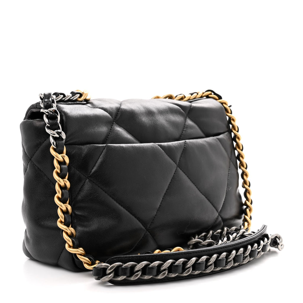 Lambskin Quilted Medium Chanel 19 Flap Black