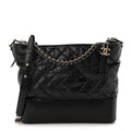 Aged Calfskin Quilted Large Gabrielle Hobo Black