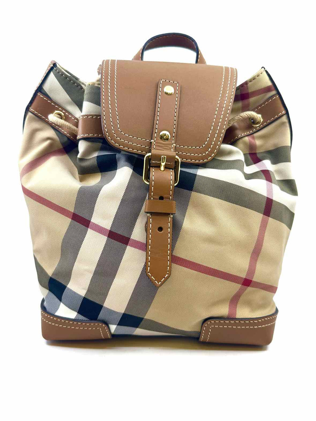 BURBERRY Beige, Black Canvas Nylon Plaid Backpack
