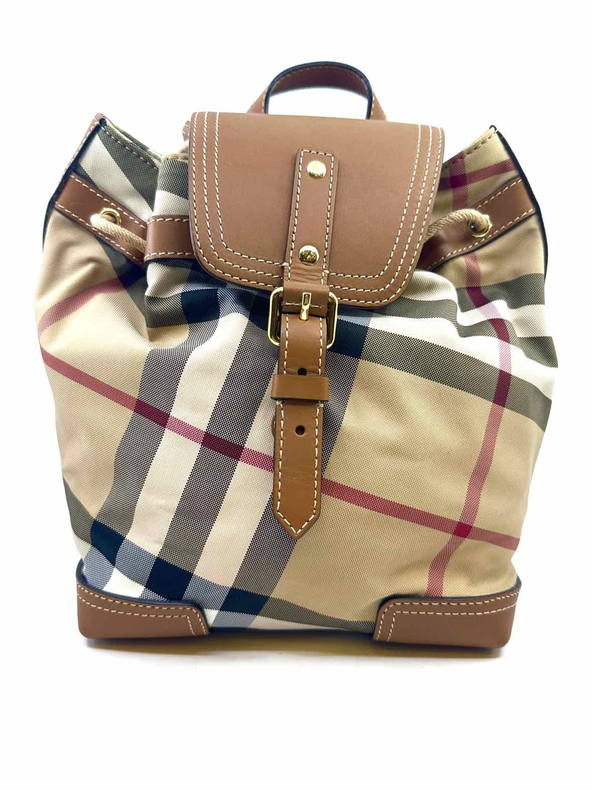 BURBERRY Beige, Black Canvas Nylon Plaid Backpack