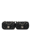 Lambskin Quilted Double Mini Flap Crossbody Black