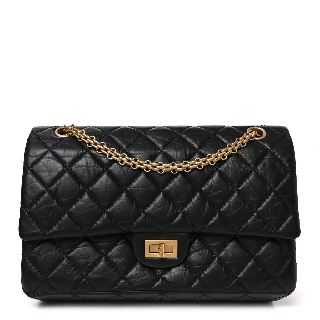 Aged Calfskin Quilted 2.55 Reissue 226 Flap Black