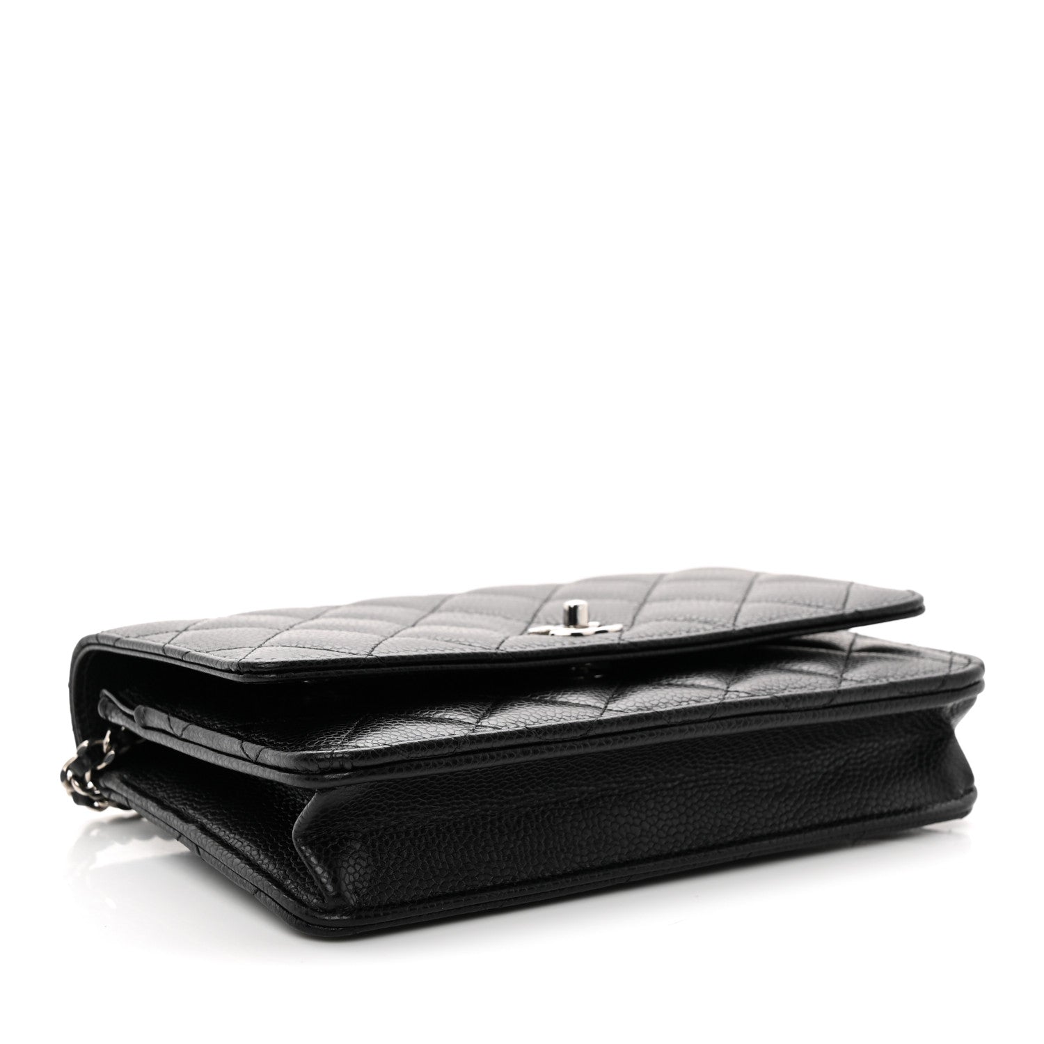 Caviar Quilted CC Turnlock Wallet On Chain WOC Black