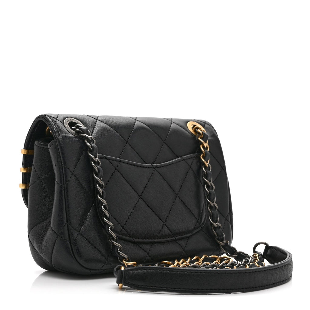 Lambskin Quilted Mini Coco Clips Single Flap Black