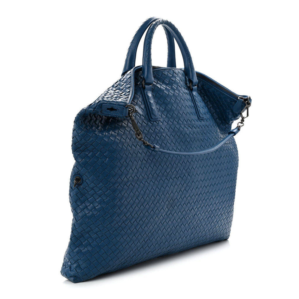 Nappa Intrecciato Medium Convertible Tote Atlantic