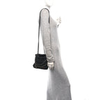 Denim Quilted Floral Print Mini Chanel 22 Black Grey