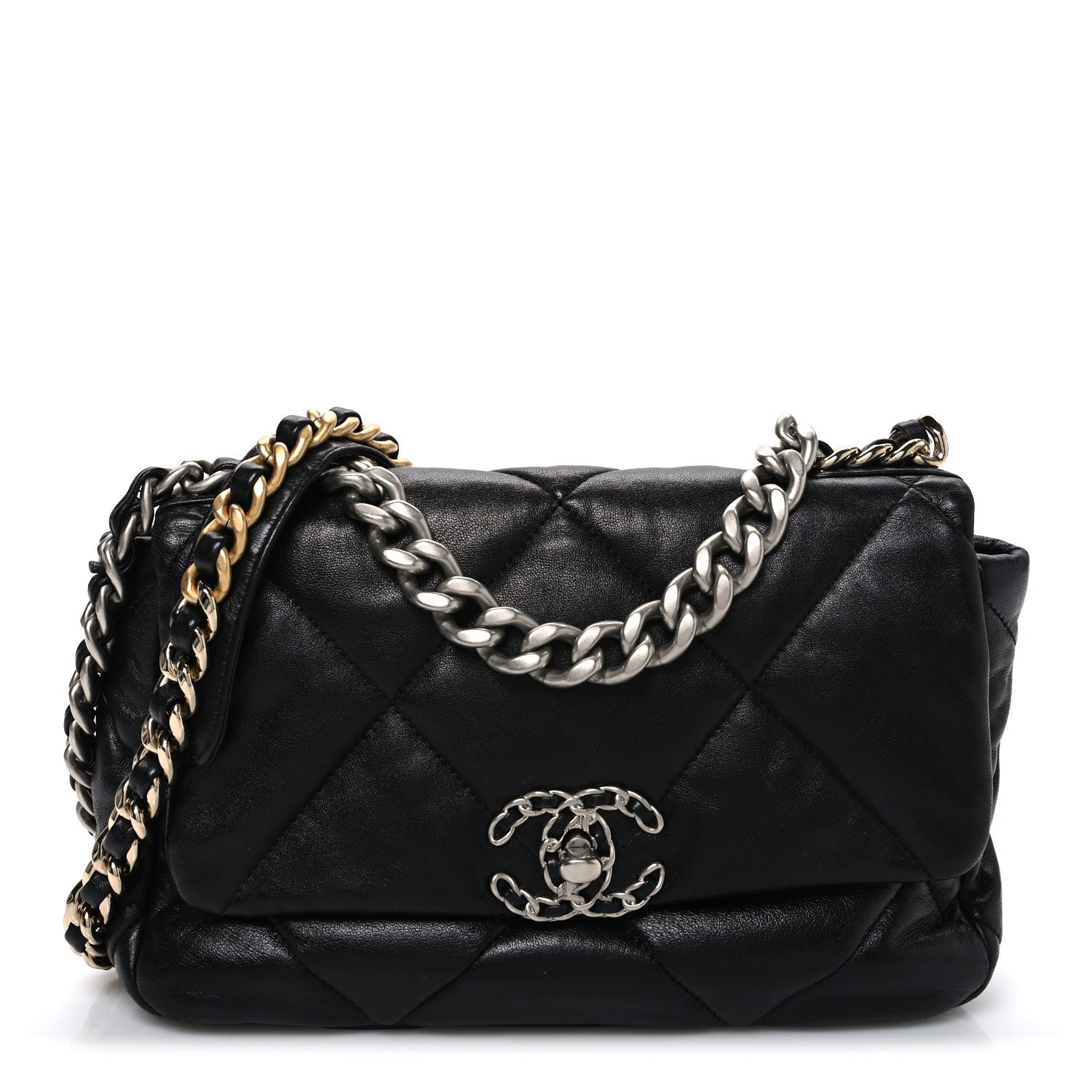 Lambskin Quilted Medium Chanel 19 Flap Black