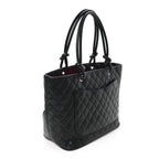 Calfskin Quilted Large Cambon Tote Black