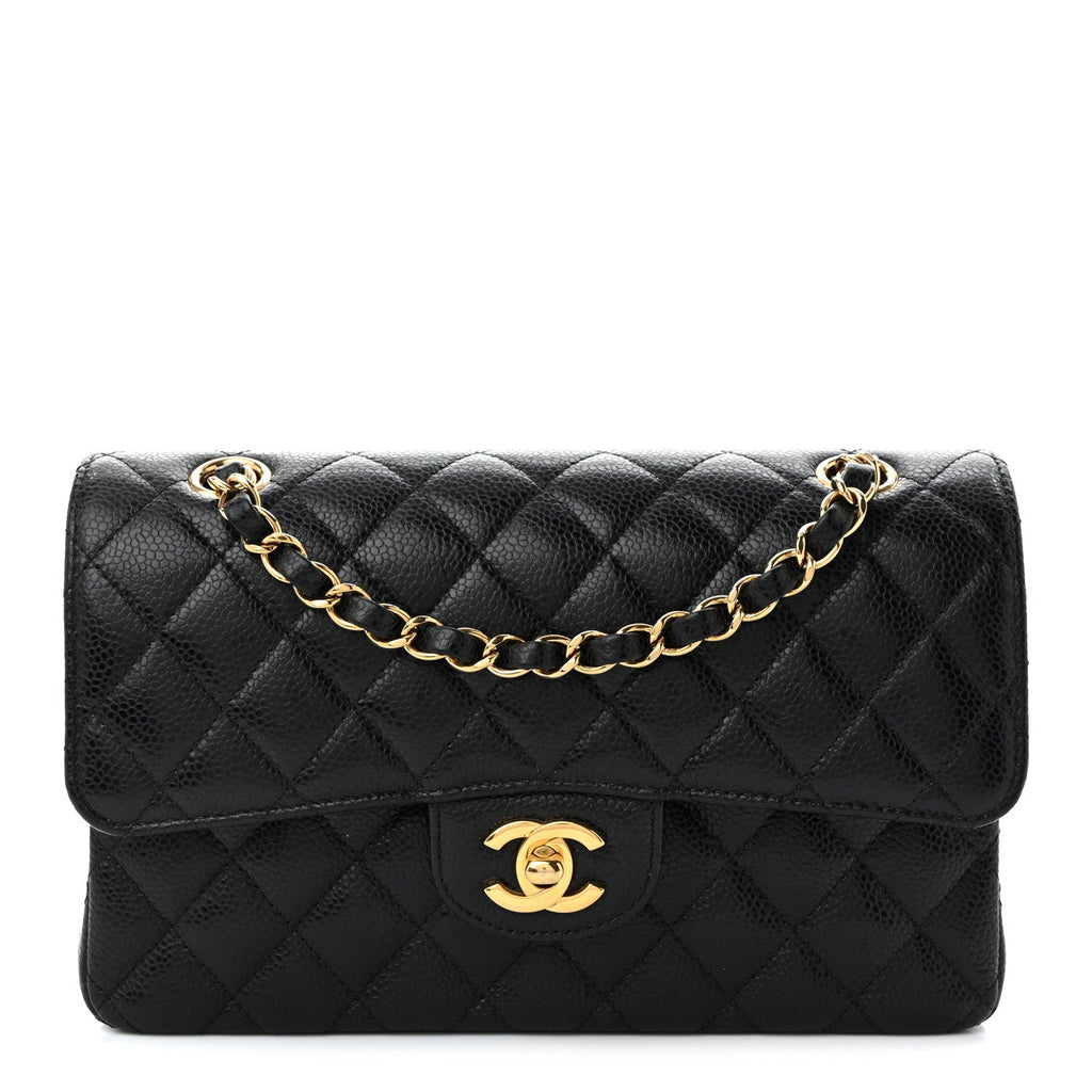 Caviar Quilted Small Double Flap Black