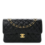 Caviar Quilted Small Double Flap Black