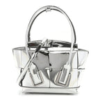 Mirror Laminated Nappa Maxi Intrecciato Mini Arco  Silver