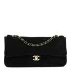 Suede Calfskin Small Souplissimo Maxi Flap Black