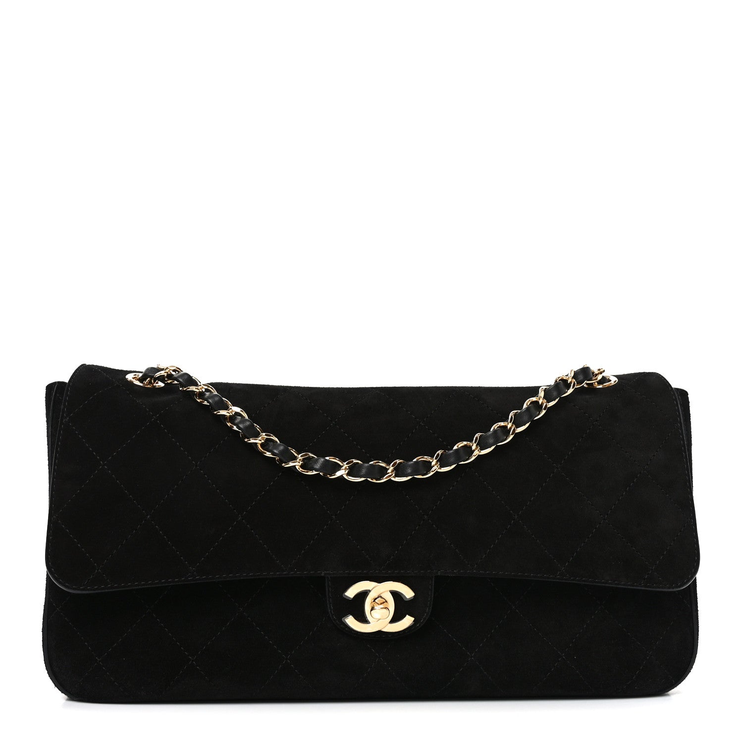 Suede Calfskin Small Souplissimo Maxi Flap Black