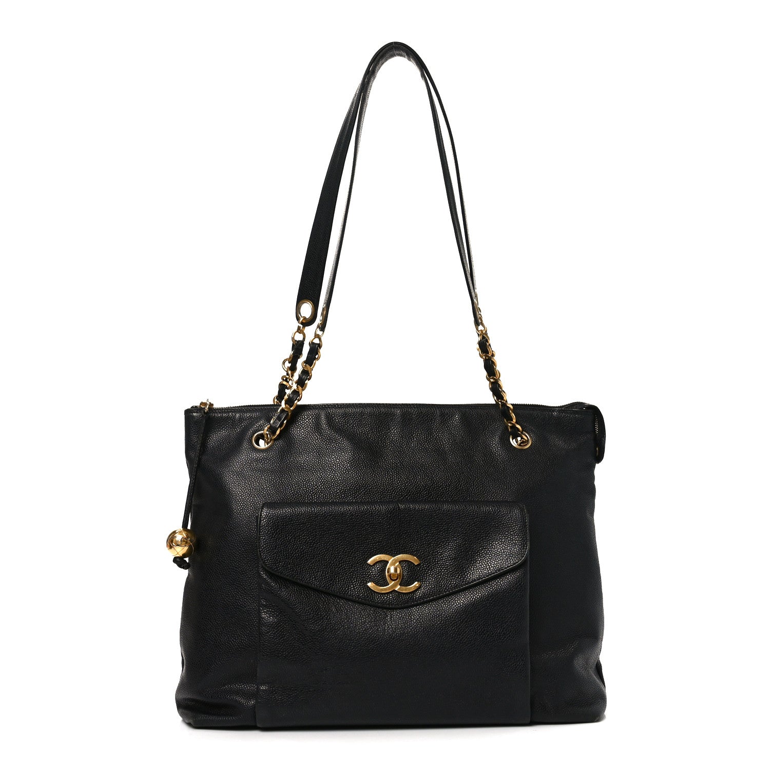 Caviar Flap Shoulder Bag Black