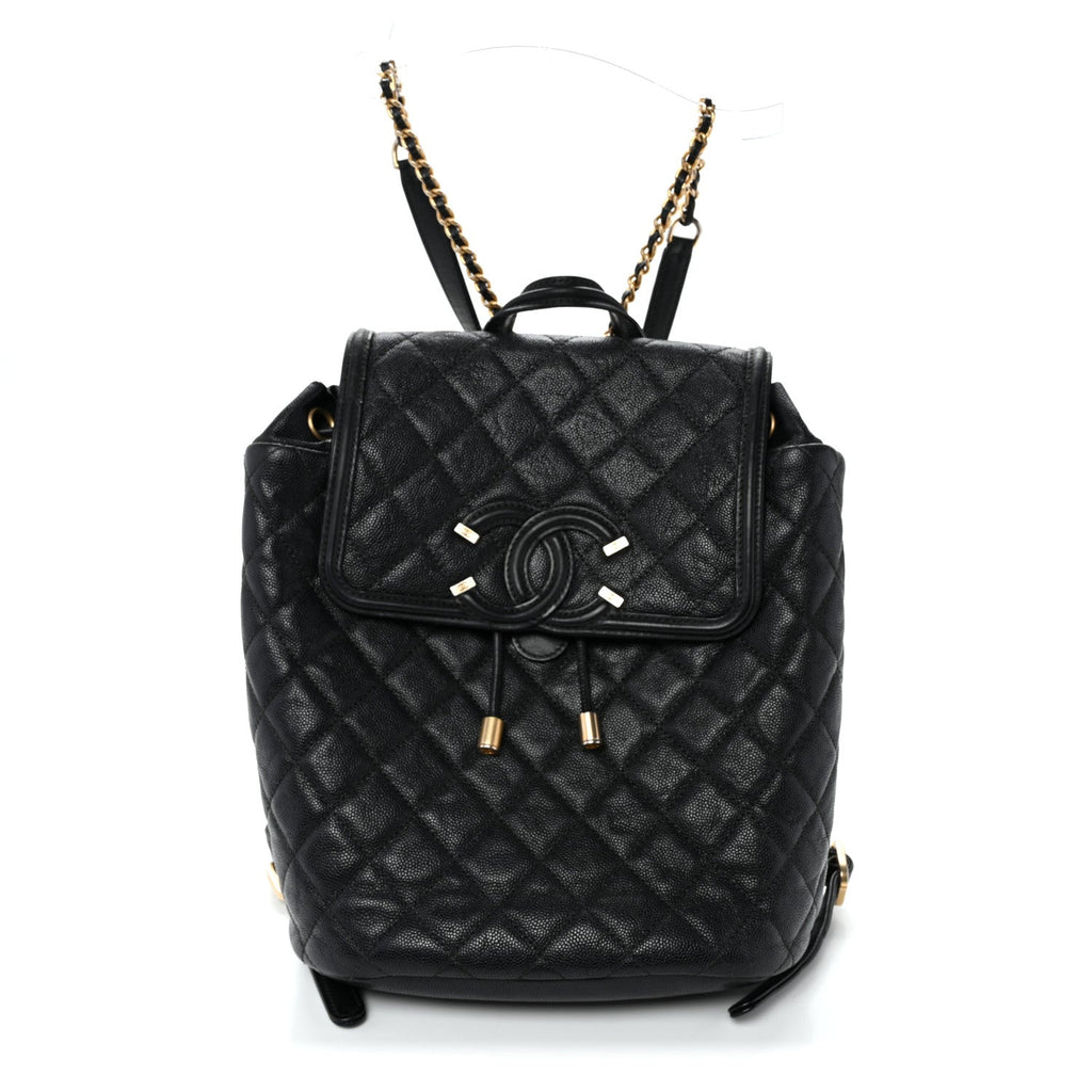 Caviar Quilted Small Filigree Backpack Black