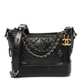 Aged Calfskin Quilted Small Gabrielle Hobo Black