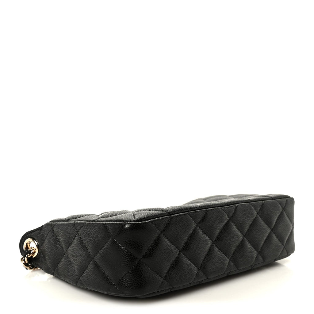 Caviar Quilted Purse With Chain Black