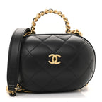 Lambskin Quilted CC Bubble Vanity Case With Chain Black