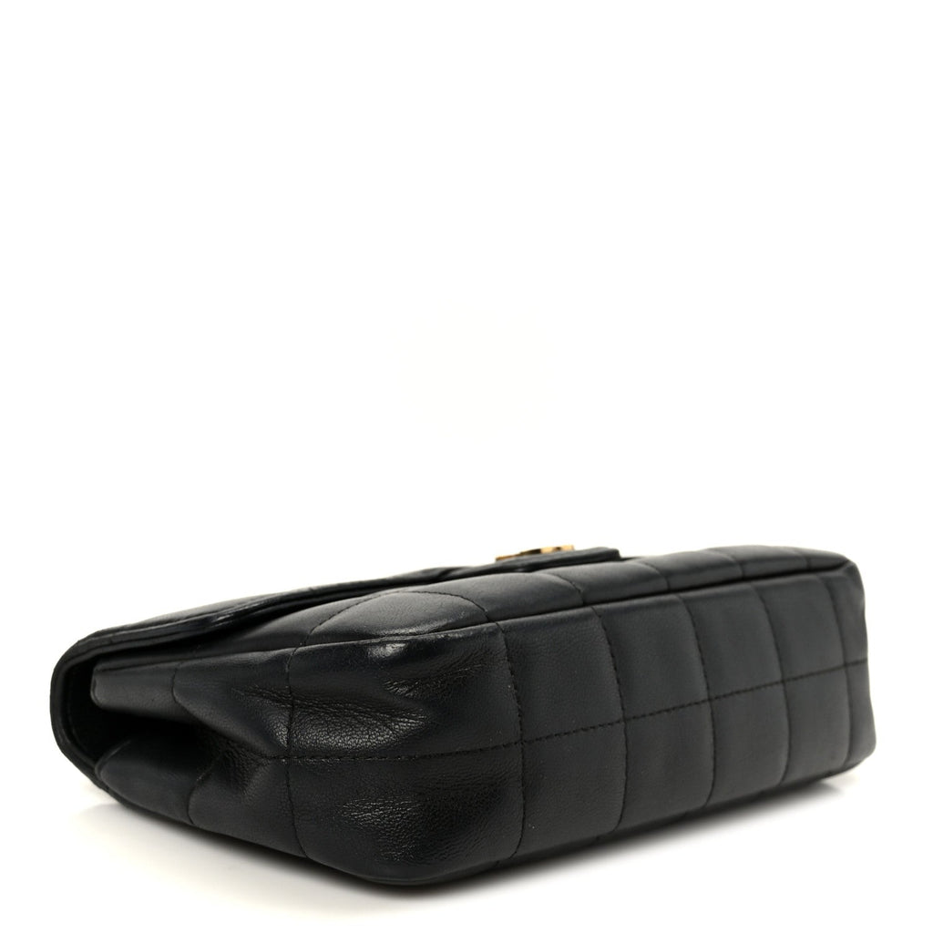 Lambskin Quilted Mini Chocolate Bar Flap Black