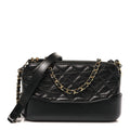 Aged Calfskin Quilted Small Gabrielle Clutch With Chain Black