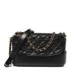 Aged Calfskin Quilted Small Gabrielle Clutch With Chain Black