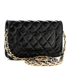 Shiny Lambskin Quilted Golden Links Wallet On Chain WOC Black