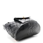 Lambskin Quilted Drawstring Backpack Black
