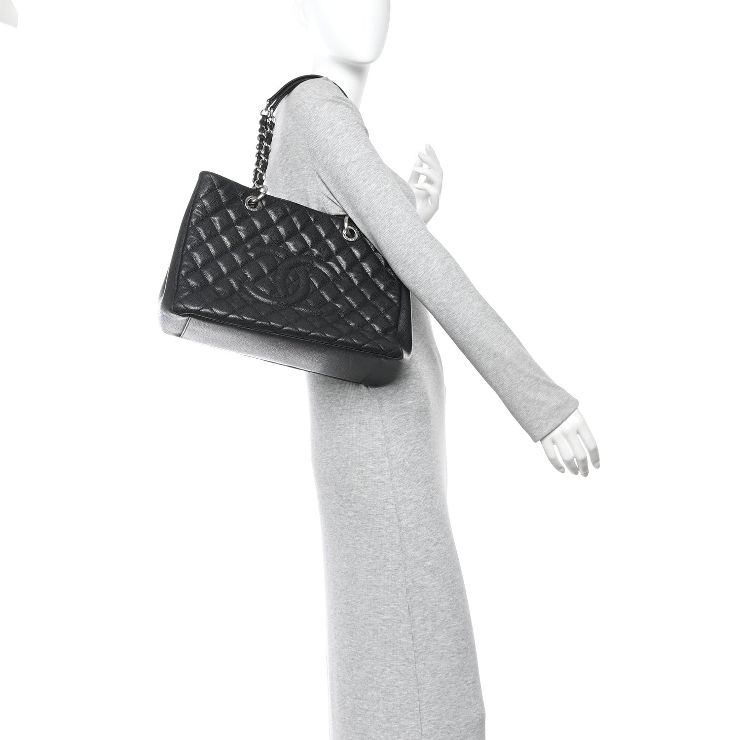 Caviar Quilted Grand Shopping Tote GST Black