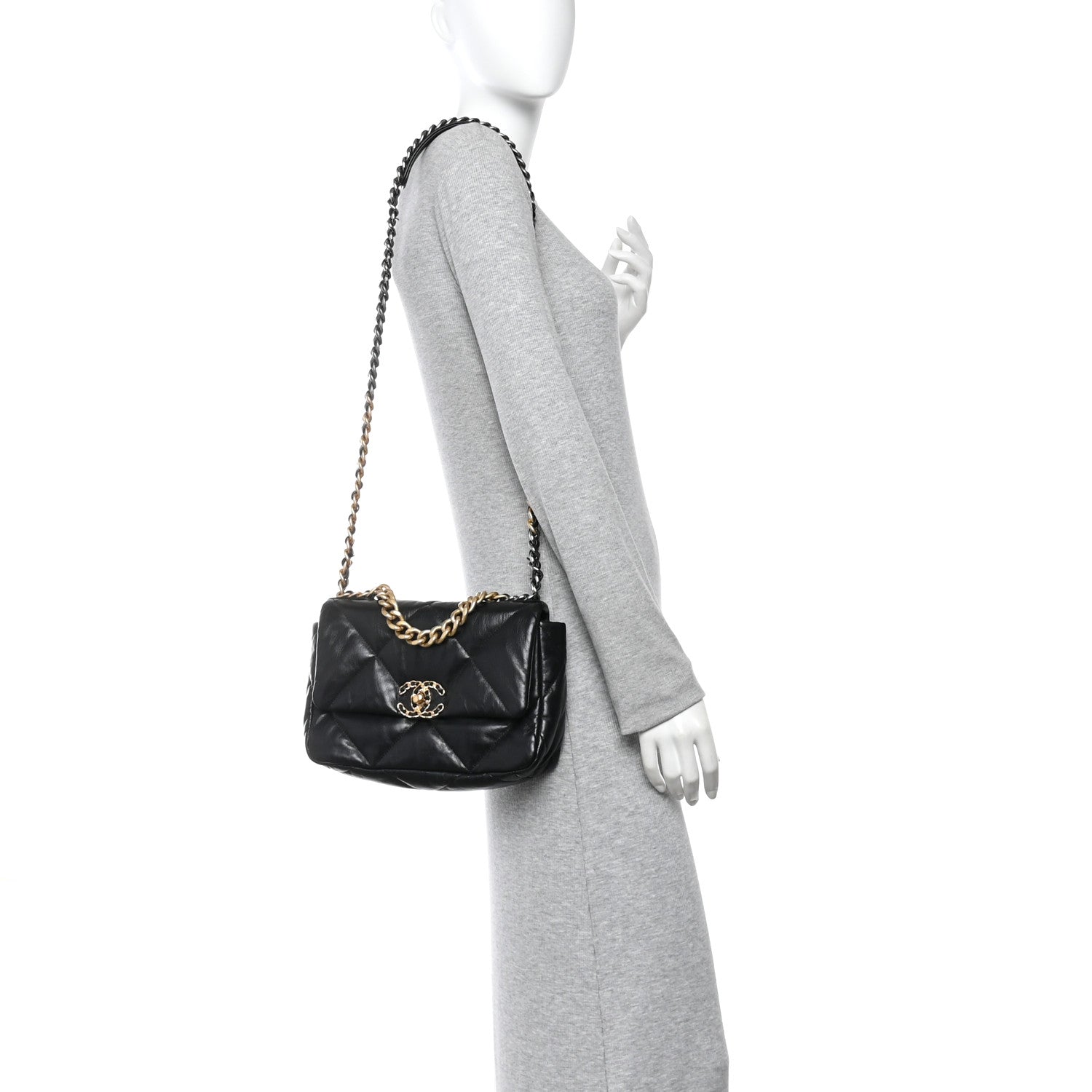 Goatskin Quilted Medium Chanel 19 Flap Black