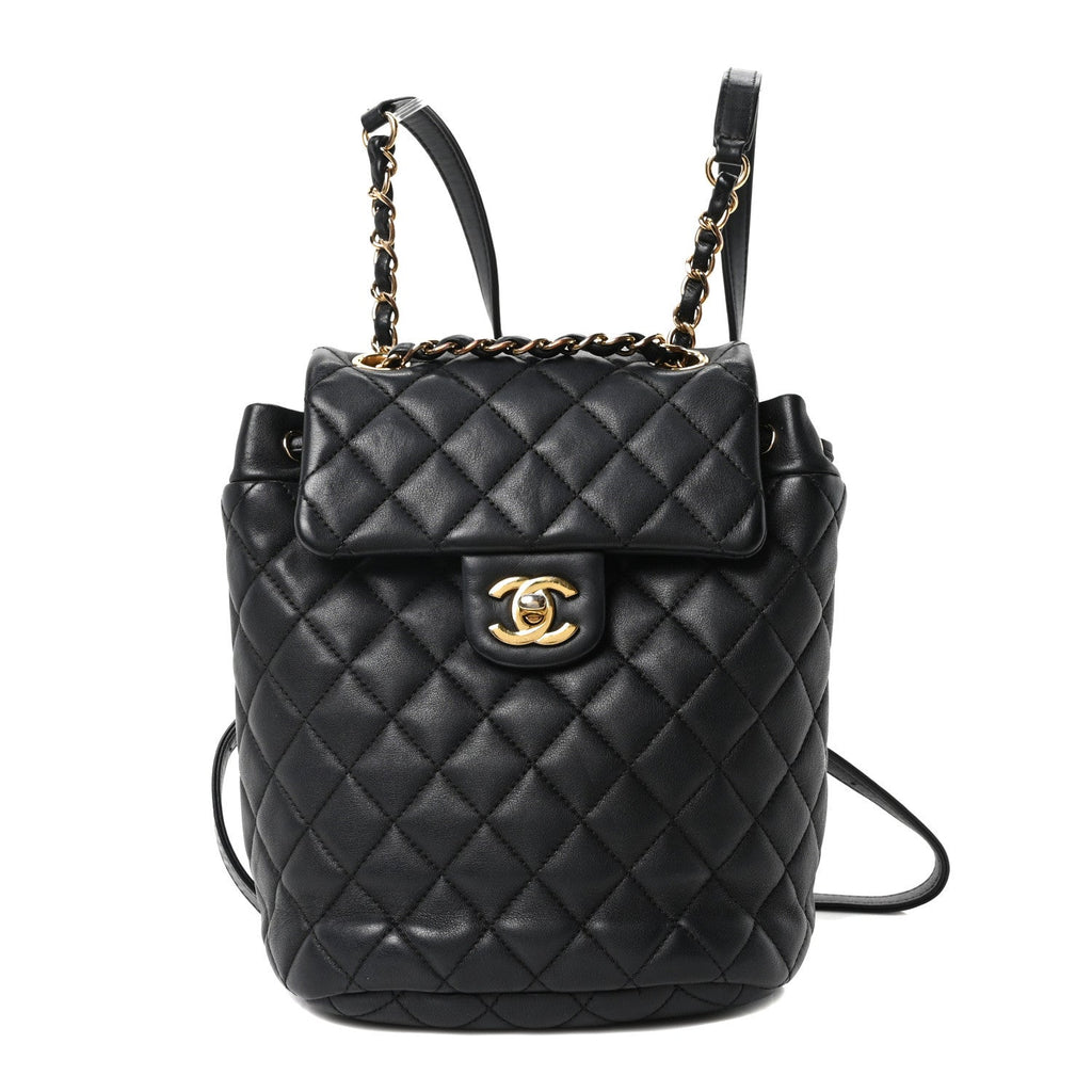 Calfskin Quilted Mini Urban Spirit Backpack Black
