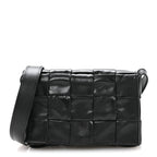 Paper Calfskin Maxi Intreccio Cassette Crossbody Bag Black