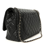 Calfskin Quilted Small XXL Travel Flap Bag Black