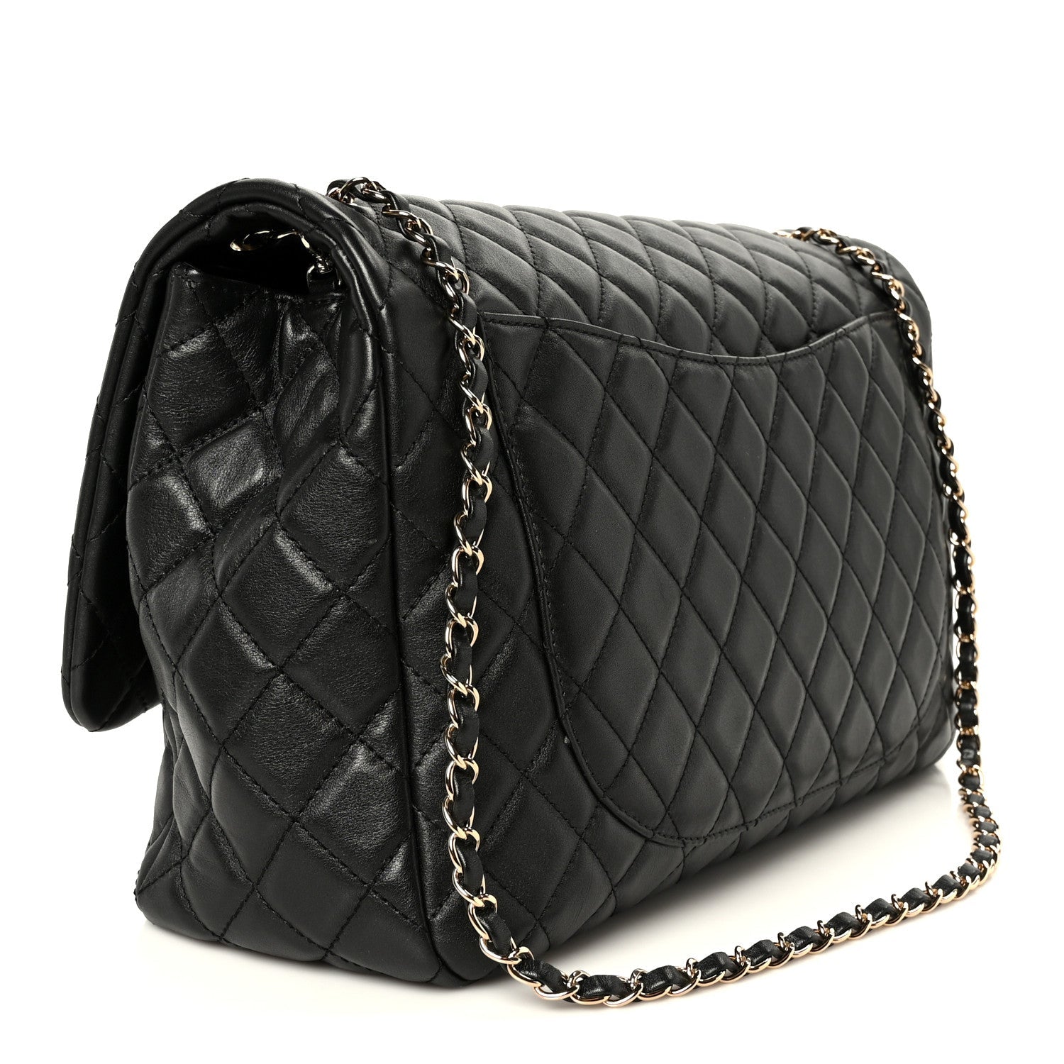 Calfskin Quilted Small XXL Travel Flap Bag Black