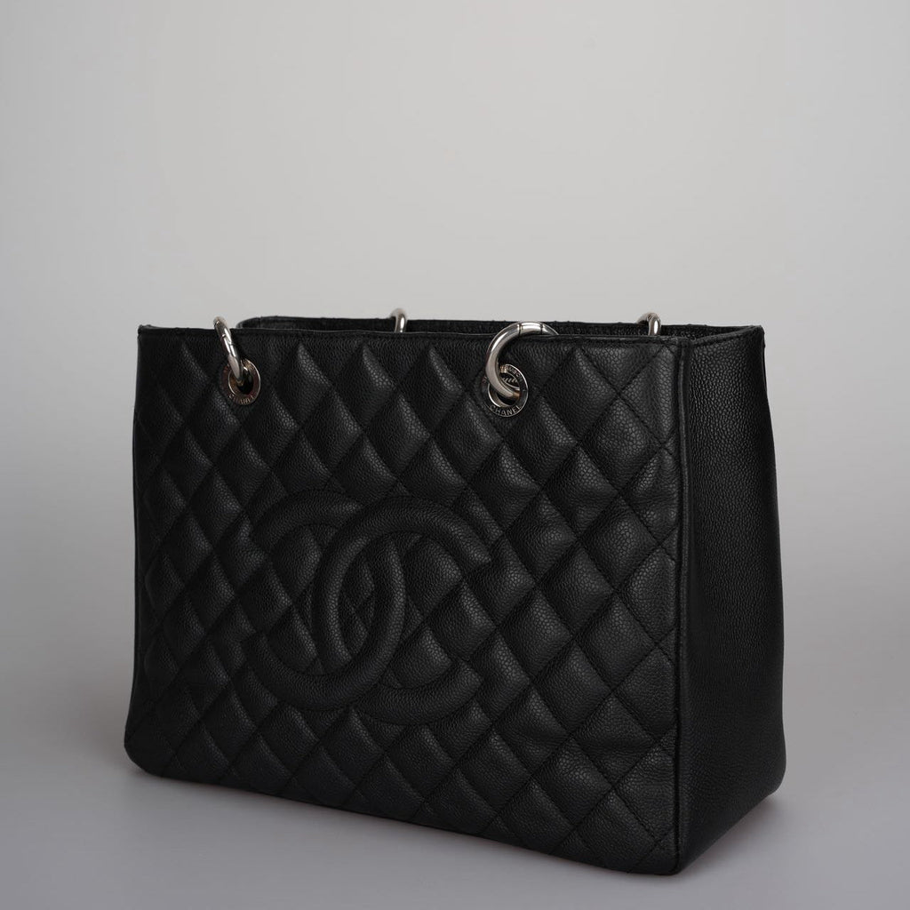 Chanel Black Grand Shopping Tote Black GST Bag in Caviar in Silver 2012
