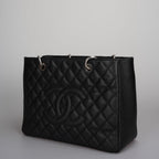 Chanel Black Grand Shopping Tote Black GST Bag in Caviar in Silver 2012