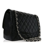 Lambskin Quilted Jumbo Double Flap Black