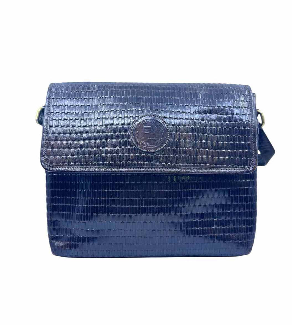FENDI Brown Leather Weaved Handbag